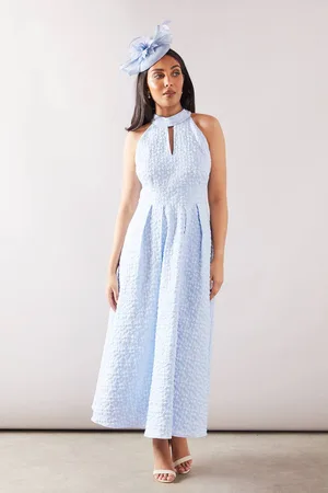 wallis Womens Petite Floral Jacquard Halterneck Midaxi Dress