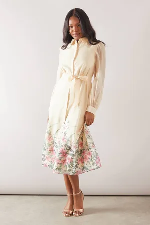wallis Womens Floral Organza Belted Shirt Dress