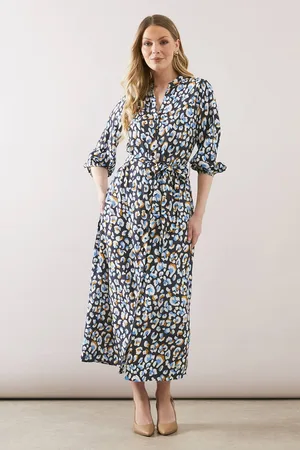 wallis Womens Leopard Print Button Through Midi Shirt Dress