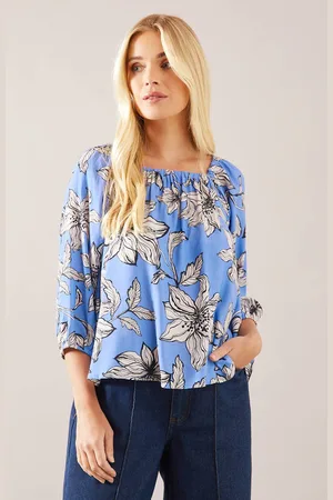wallis Womens Petite Floral Square Neck Top