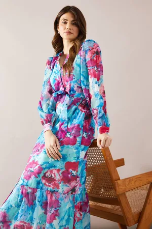 wallis Womens Floral Organza Collarless Shirt Dress