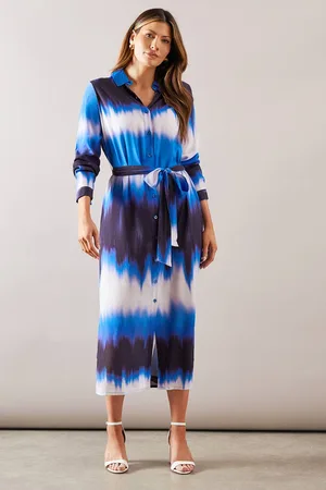 wallis Womens Ombre Button Through Belted Shirt Dress