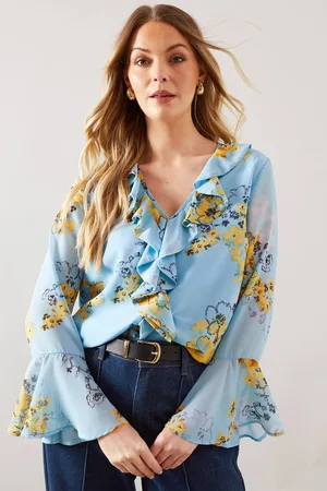 wallis Womens Floral Print Ruffle Blouse