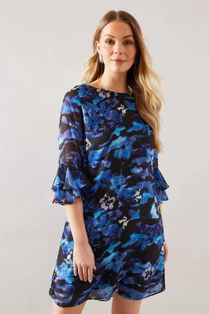 wallis Womens Floral Ruffle Sleeve Shift Dress