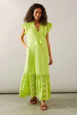 wallis Womens Tiered Tie Poplin Midi Dress