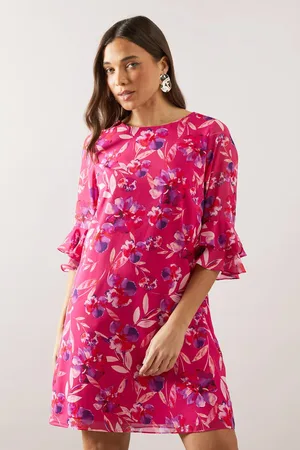 wallis Womens Petite Watercolour Floral Ruffle Sleeve Shift Dress