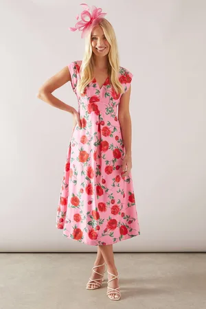 wallis Womens Petite Floral Print Twill Midi Dress