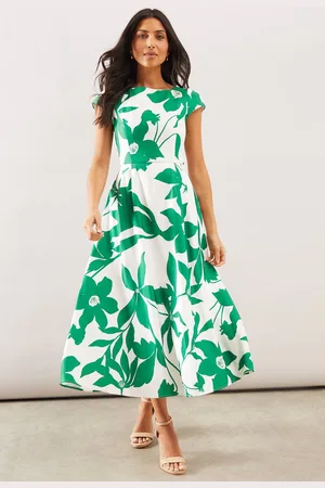 wallis Womens Floral Ottoman Fit & Flare Midaxi Dress