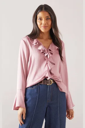 wallis Womens Stripe Crinkle Ruffle Sleeve Blouse