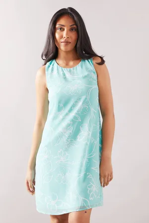 wallis Womens Petite Blue Floral Sleeveless Shift Dress