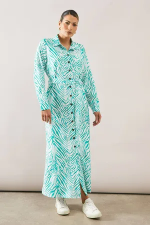 wallis Womens Zebra Collared Button Through Shirt Dress