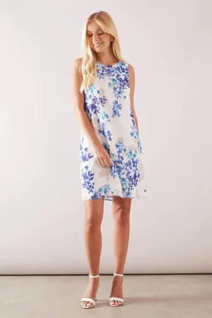 wallis Womens Petite Blue Floral Sleeveless Shift Dress