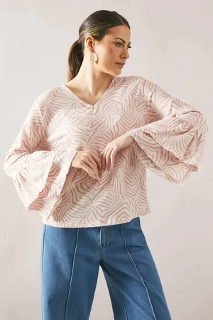 wallis Womens Zebra Ruffle Sleeve Top