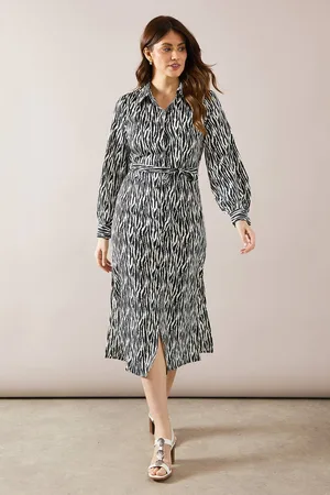 wallis Womens Zebra Print Belted Shirt Dress