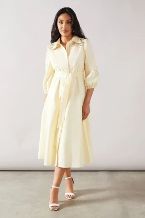 wallis Womens Petite Occasion Cotton Cutwork Detail Shirt Dress