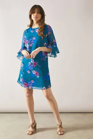 wallis Womens Floral Ruffle Sleeve Shift Dress