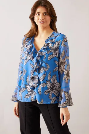 wallis Womens Floral Ruffle Detail Blouse
