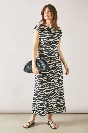 wallis Womens Zebra Sleeveless Textured Midi Dress