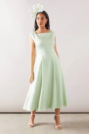 wallis Womens Petite Floral Jacquard Satin Fit & Flare Midaxi Dress