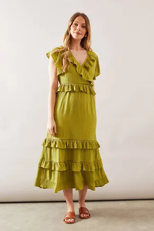 wallis Womens Cheesecloth Ruffle Tiered Midaxi Dress