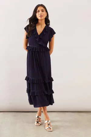 wallis Womens Cheesecloth Ruffle Tiered Midaxi Dress