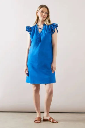 wallis Womens Tiered Tie Poplin Shift Dress