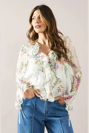 wallis Womens Floral Double Ruffle Blouse