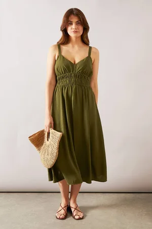 wallis Womens Woven Ruched Midi Dress