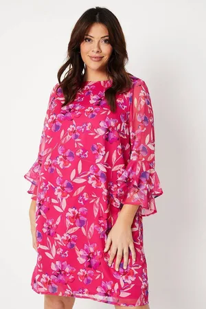 wallis Womens Curve Flute Sleeve Floral Shift Dress