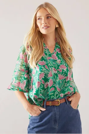 wallis Womens Petite Floral Organza Ruffle ¾ Sleeve Blouse