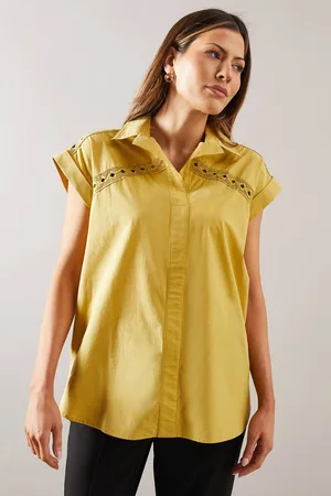 wallis Womens Cotton Lace Insert Cap Sleeve Shirt