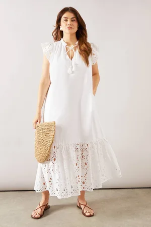 wallis Womens Tiered Tie Poplin Midi Dress