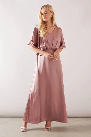 wallis Womens Petite Satin Kimono Sleeve Maxi Dress