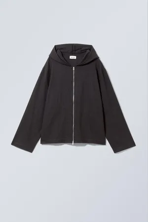 Weekday Loose Linen Blend Zip Hoodie