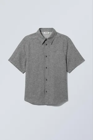Weekday Striped Short Sleeve Linen Blend Shirt