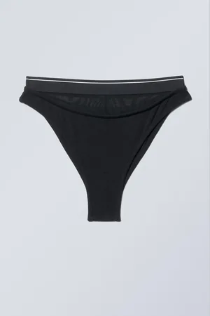 Weekday Layered Cotton Mesh Brazilian Briefs