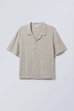 Weekday Loose Short Sleeve Linen Blend Shirt