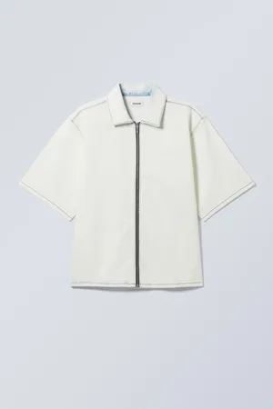 Weekday Loose Short Sleeve Denim Zip Shirt