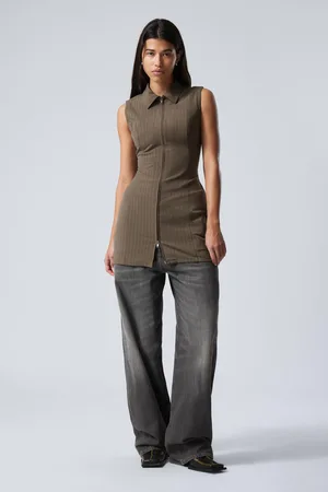 Weekday Sleeveless Mini Suiting Zip Dress