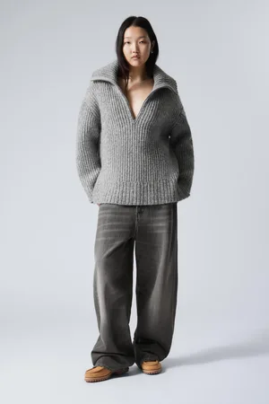 Weekday Rib-Knit Half-Zip Turtleneck Sweater