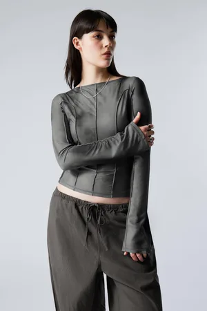 Weekday Printed Long-Sleeved Boat-neck Top