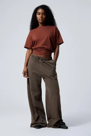 Weekday Loose Fit Wide Leg Jersey Trousers