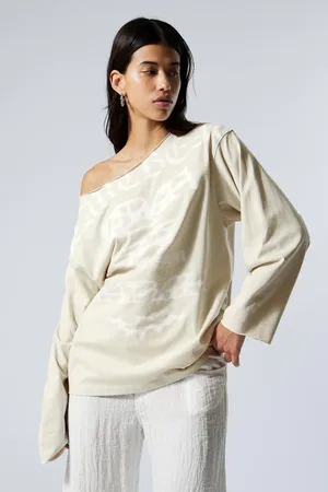 Weekday Long-Sleeved Boat-Neck Printed Cotton Top