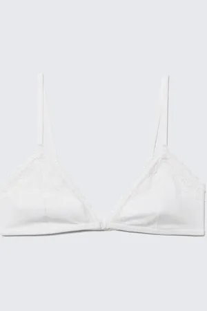 Weekday Lace-Trimmed Cotton Triangle Bra