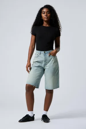 Weekday Halo Curve High Waisted Wide Leg Denim Shorts