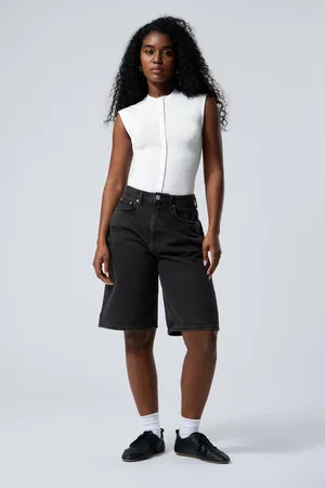 Weekday Halo Curve High Waisted Wide Leg Denim Shorts