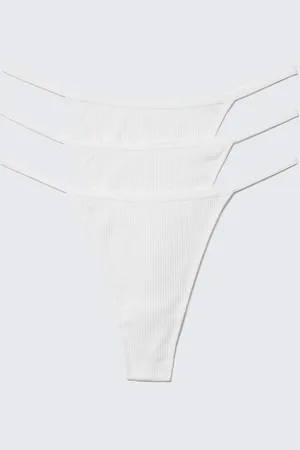 Weekday 3-pack Stella Ribbed Cotton Thongs