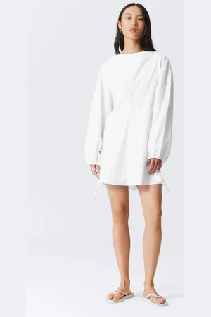 Weekday Cotton Poplin Tie-Detail Mini Dress