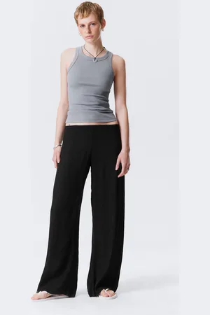Weekday Crinkled Low-Rise Wide-Leg Trousers