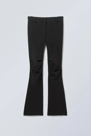 Weekday Slim Low Waist Flared Pleated Trousers